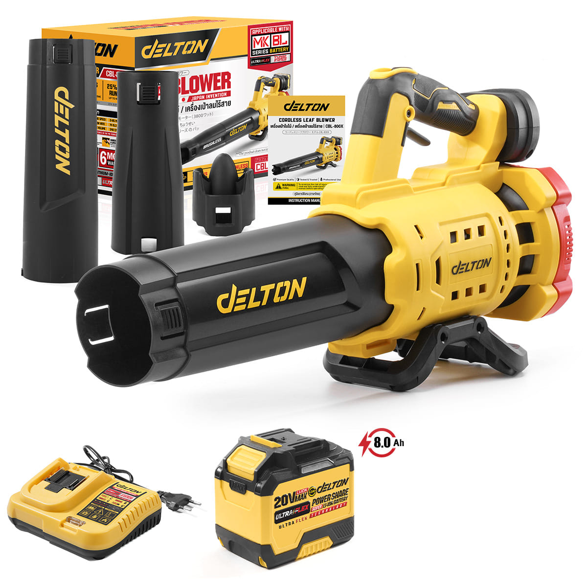 เครื่องเป่าใบไม้ไร้สาย (พร้อมแบตเตอรี่) DELTON รุ่น CBL-800X ULTRAFLEX 20V 8AH_1